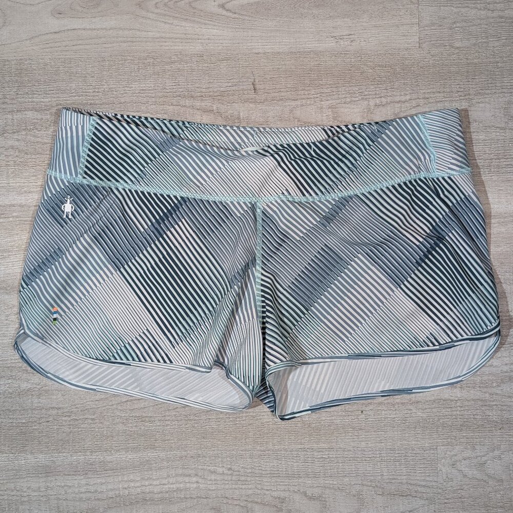 Smartwool Shorts Womens Large Blue Gray Merino Sport Running Lined Performance